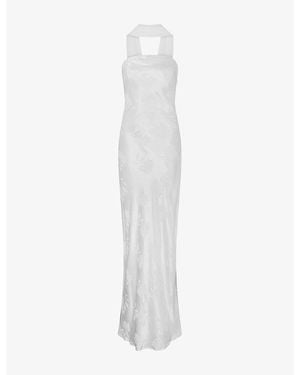 OMNES Faith Floral-Jacquard Satin Maxi Dress - White