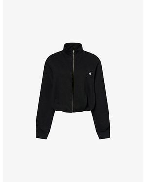 The Couture Club Funnel-Neck Balloon-Hem Cotton Jacket - Black