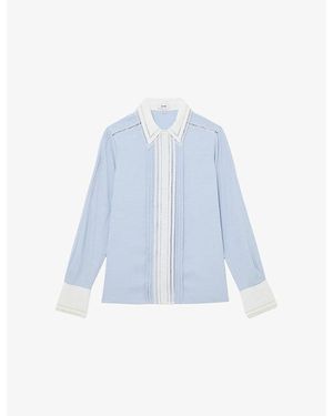 Reiss Luma Tipped Long-Sleeve Woven Shirt - Blue