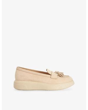 Dune Glissade Suede Loafers - Natural
