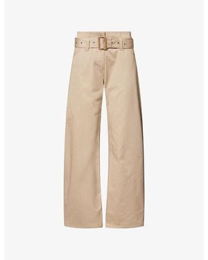 Acne Studios Belted Straight-Leg Cotton-Blend Trousers - Natural