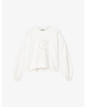 AllSaints Reflex Lila Logo-Embellished Cotton Sweatshirt - White