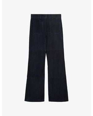 Reiss Priya Flared Suede Pants - Blue