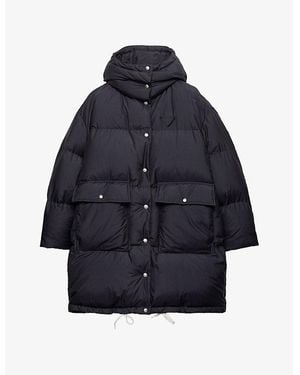 Prada Oversized Hooded Shell-Down Parka Coat - Blue