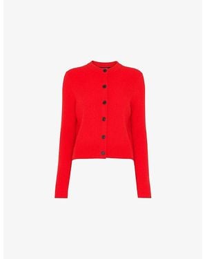 Whistles Jasmine Ribbed Knitted Cardigan - Red