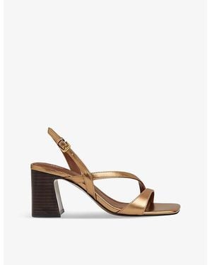 Reiss Alice Block-Heel Leather Sandals - Metallic