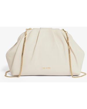 Ted Baker Abyoo Gathered Leather Clutch Bag - White