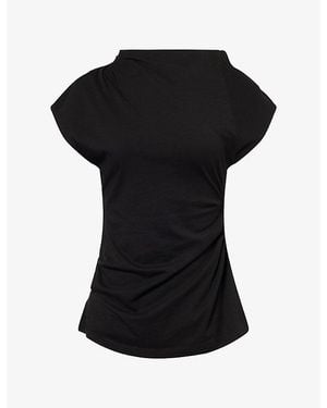 Agolde Beckly Asymmetric Cotton Top - Black
