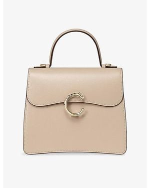 Cartier Panthère C De Small Leather Top-Handle Bag - Natural
