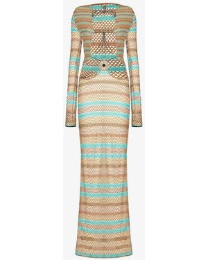 Jaded London Allure Striped Woven-blend Maxi Dress - Metallic