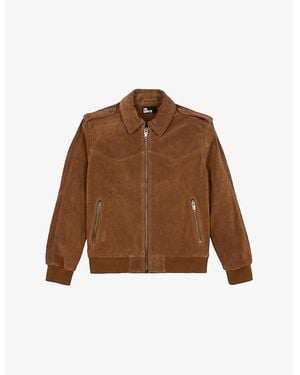 The Kooples Classic-Collar Western Suede Jacket - Brown