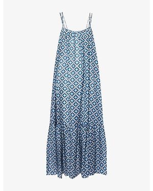 Max Mara Alisso Printed Silk And Cotton Midi Dress - Blue