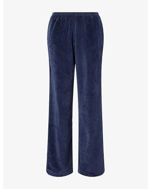 Sporty & Rich Signature-Logo Krystal Velour Jogging Bottoms - Blue