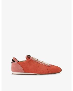 Kurt Geiger Islington Eagle-Embellished Suede Trainers - Red