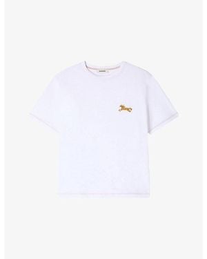 Sandro Horse-Embroidered Short-Sleeved Cotton-Jersey T-Shirt - White