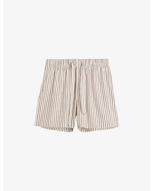 Tekla Striped Elasticated-Waist Cotton-Poplin Shorts - Natural