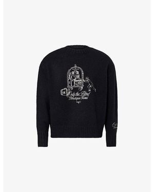 Only the Blind Midnight Porter Embroidered Knitted Jumper - Black