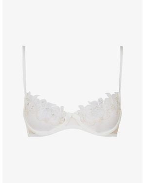 Agent Provocateur Lindie Underwired Embroidered Floral Mesh Bra - Pink