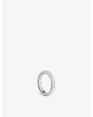Apm Monaco Tennis Rhodium Plated Alloy And Cubic Zirconia Ring - White