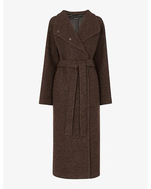 Whistles Morgan Funnel-Neck Wool Coat - Brown