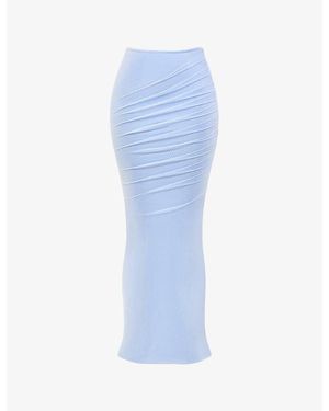 House Of Cb Cassidy Fluted-Hem Stretch-Mesh Maxi Skirt - Blue
