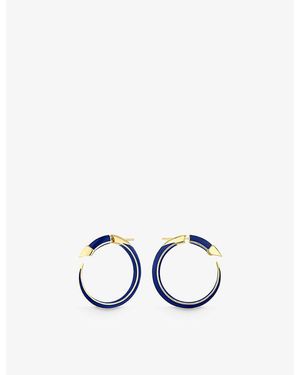 Shaun Leane Sabre Solis 18Ct-Plated Vermeil Sterling- And Enamel Hoop Earrings - Blue