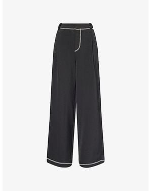 Stine Goya Fluid Cady Double-Slider Wide-Leg Woven Pants - Black