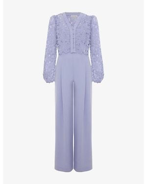 Phase Eight Winona Lace-Embroidered Woven Jumpsuit - Purple