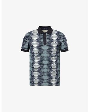 Fred Perry Soundwave Glitch Short-Sleeves Cotton-Piqué Polo Shirt - Blue