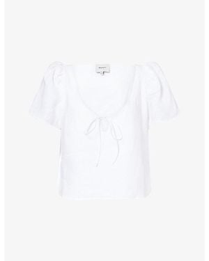 Reformation Mayla Tie-Front Linen Top - White