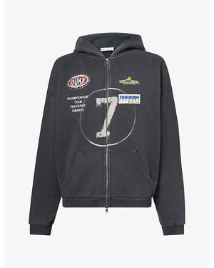 Duke & Dexter Dr4 Eat Dirt Washed Embroidered Cotton Hoody - Grey
