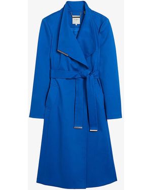 Ted Baker Rosina Wrap-front Belted Cotton Trench Coat - Blue