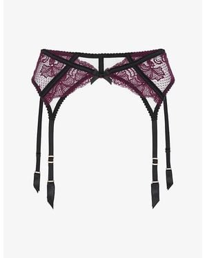 Agent Provocateur Rozlyn Mesh And Lace Suspenders - Purple