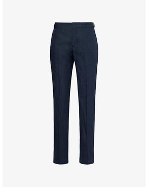 Orlebar Brown Griffon Two-Slip-Pockets Mid-Rise Regular-Fit Linen Trousers - Blue