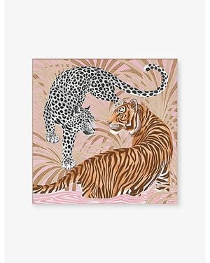 Cartier Panthère And Tiger Printed Silk Scarf - Pink