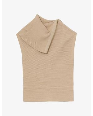 Reiss Laura Asymmetric-Neck Stretch-Knit Vest - Natural