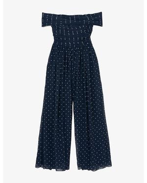 Reiss Margo Polka-Dot Woven Jumpsuit - Blue