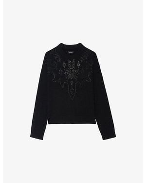 Zadig & Voltaire Markuz Rhinestone-Embellished Cashmere Jumper - Black