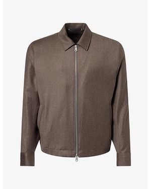 Paul Smith Blouson Zip Wool And Cashmere Jacket - Brown