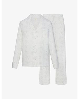 Skims Soft Lounge Long-Sleeve Stretch-Modal Sleep Set - White