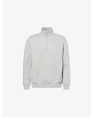 Arne Essential Slim-Fit Half Zip Cotton-Blend Jumper - White
