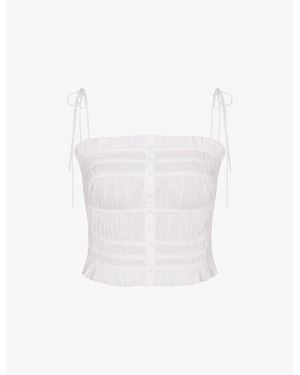Skims Poplin Apparel Ruffle Cotton-Blend Cami Top - White