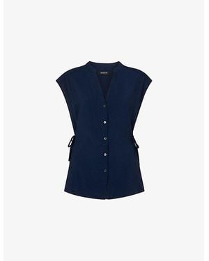 Whistles Side-Tie Button-Down Woven Shirt - Blue
