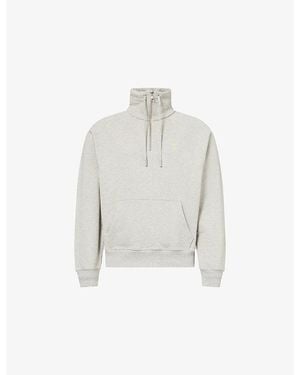 Ami Paris Ami De Coeur Embroidered Half-Zip Cotton-Jersey Sweatshirt - White