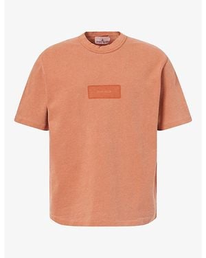 Stone Island Garment Mineral Dyed Short-Sleeve Cotton-Jersey T-Shirt - Orange