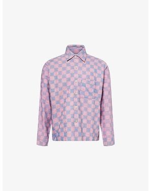 Kartik Research Kantha Check Box Cotton Shirt - Purple