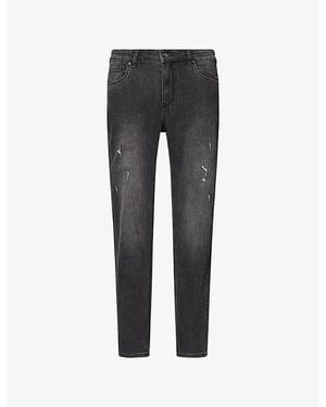 Arne Distressed Slim-Fit Denim Jeans - Grey
