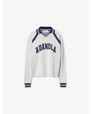 ADANOLA Varsity Long-Sleeves Cotton-Knit Top - Blue