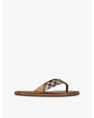 Burberry Pavillon Checked Woven Sandals - Brown