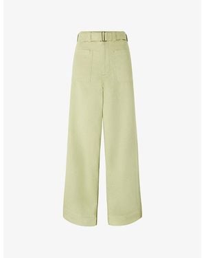 Soeur Vagabond Wide-Leg Cotton-Linen Blend Trousers - Green